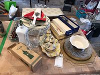 Overview of all items on butcher block counter