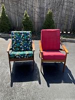 Front view of both chairs side by side showing upholstery and frame details