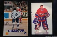 Front side of Doug Gilmour hockey card with player photo and printed autograph, showing Toronto Maple Leafs uniform.