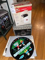 Photo showing stacked boxes of Presto popcorn popper and Farberware toaster, with Dutch enamelware tray on top