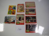 Full lot of 8 Star Wars OPC trading cards and stickers photographed on a white background with a lot number card visible.