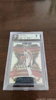 Front view of the Pascal Siakam Select Prizm rookie card graded BGS 9 showing player action shot and grade label.