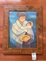 Full frontal view of the oil painting and wood frame