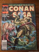 Front cover of Marvel Conan Saga comic magazine showing Conan battling a sea creature underwater as the main artwork.