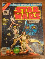 Front cover of Star Wars Marvel Special Edition comic number 1, showing characters Luke Skywalker, Princess Leia, and Darth Vader with prominent title and price details.