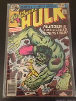Front cover of The Incredible Hulk comic issue 228 featuring Hulk in aggressive pose, with a maid called Moonstone on cover. Shows Marvel Comics branding and price of 35 cents