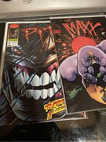 Photo shows two comic books, Pitt and The Maxx, both Number One issues.