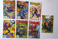 Eight Spider-Man 2099 comic books arranged in two rows, issues #40-46 with extra #42, each in protective sleeve with backboard visible.
