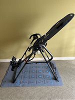 Front-left view of assembled inversion table on exercise mat