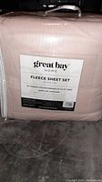 Great Bay Home fleece sheet set packaging front view showing product and size information