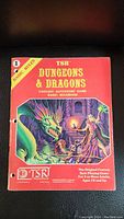 Front cover of 1981 TSR Dungeons & Dragons Basic Rules rulebook showing the title, TSR logo, and fantasy artwork of a dragon and adventurers.
