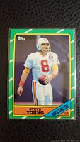 Front of 1986 Steve Young Topps football rookie card in Buccaneers uniform.