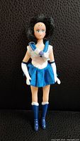 Front view of the 1995 Sailor Mercury doll showing face, outfit and boots.