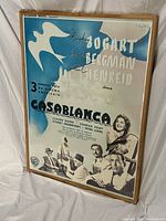 Frontal detail of Casablanca movie poster with actors' names and design