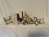 Photo of all display stands arranged in a row showing material and style variety