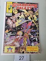 Front cover of Guardians of the Galaxy #1 comic book showing colorful character illustrations and title.