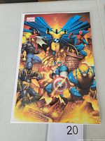 Front cover of New Avengers #1 variant comic book featuring multiple Marvel superheroes in colorful dynamic scene.