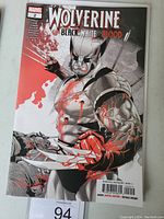 Front cover of Wolverine Black White and Blood #2 comic book showing Wolverine with blood.