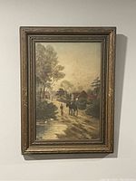 Front view of the framed art print showing countryside scene with figures and horse