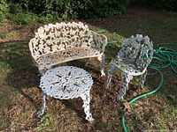 Full set with bench, chair and round table