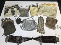 Overview of ten purses on black background
