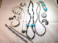 Overview of all jewelry pieces laid flat