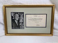 Front view of gold-tone framed Henry Louis Mencken letter and photograph