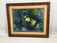 Framed oil painting on paper showing the entire artwork and frame.