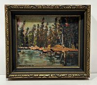 Full‐frontal view of framed painting showing composition, frame style and overall condition