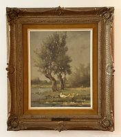 Frontal view of the painting in its ornate frame