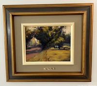 Frontal view of the framed painting showing full composition and frame