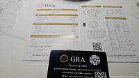 GRA certificate of authenticity and grading report for the moissanite gemstone.