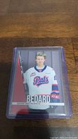 Front of the trading card showing Connor Bedard in Regina Pats uniform with team logo and 'Bedard' printed at the bottom.