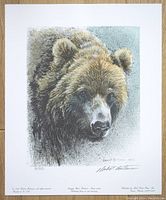 Full view of the Robert Bateman limited edition print showing the grizzly bear portrait with signature and edition number.