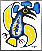 Frontal view of full canvas showing Thunderbird motif