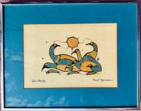 Full front view of the framed print showing the full artwork, matting, and frame with lighting reflections.