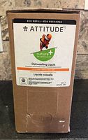 Full boxed 2L Attitude Dishwashing Liquid refill with label showing brand and product details