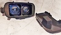 Front interior view of Promark PVR1 VR goggles showing dual lenses and removable phone holding cover with Velcro.
