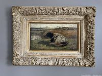Front view of framed oil painting showing full scene and ornate frame