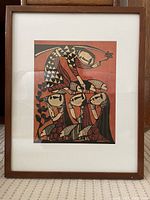 Full view of the framed Sadao Watanabe print showing the entire artwork and frame.