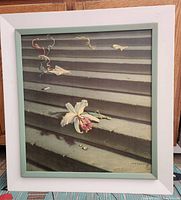 Full view of framed print showing flower and steps composition