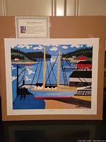 Full image of the lithograph with title and artist description taped above.