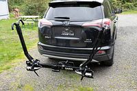 Full view of Saris rack mounted on vehicle hitch