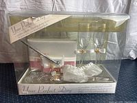 Full boxed set including all items as viewed from the front with clear plastic cover and printed brand and description on bottom