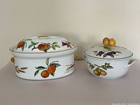 Photo showing both covered serving dishes side by side, highlighting the overall set and size.