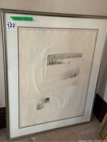 View of the full wood-framed print with mat and glass showing artwork in winter snowy landscape theme.