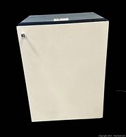 Front view showing white door panel and black trim.