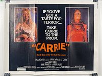 Full front view of "Carrie" half sheet movie poster showing main visual and text