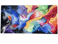 Front view of abstract oil painting on canvas titled 'Scarves' with vivid swirling colors and scarf-like shapes.