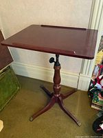 Full view of adjustable tilt-top table